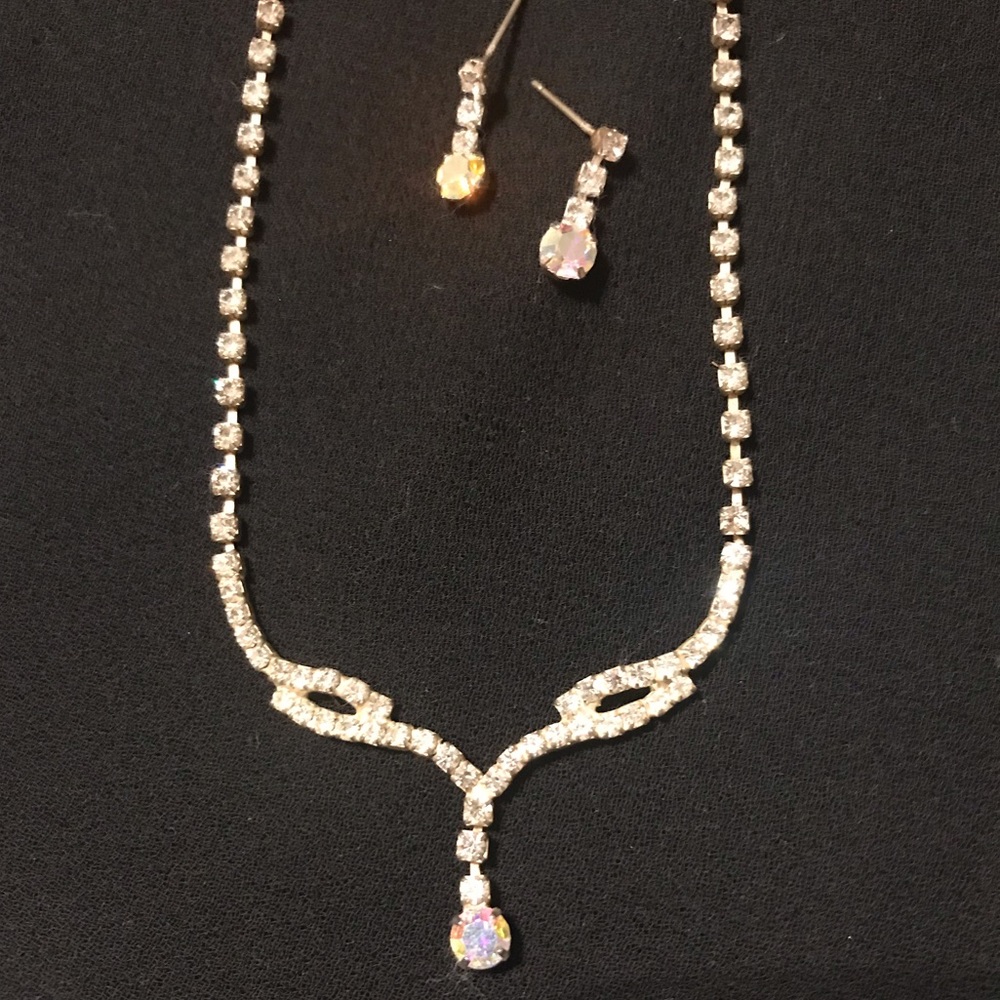 Rhinestone necklace and earrings